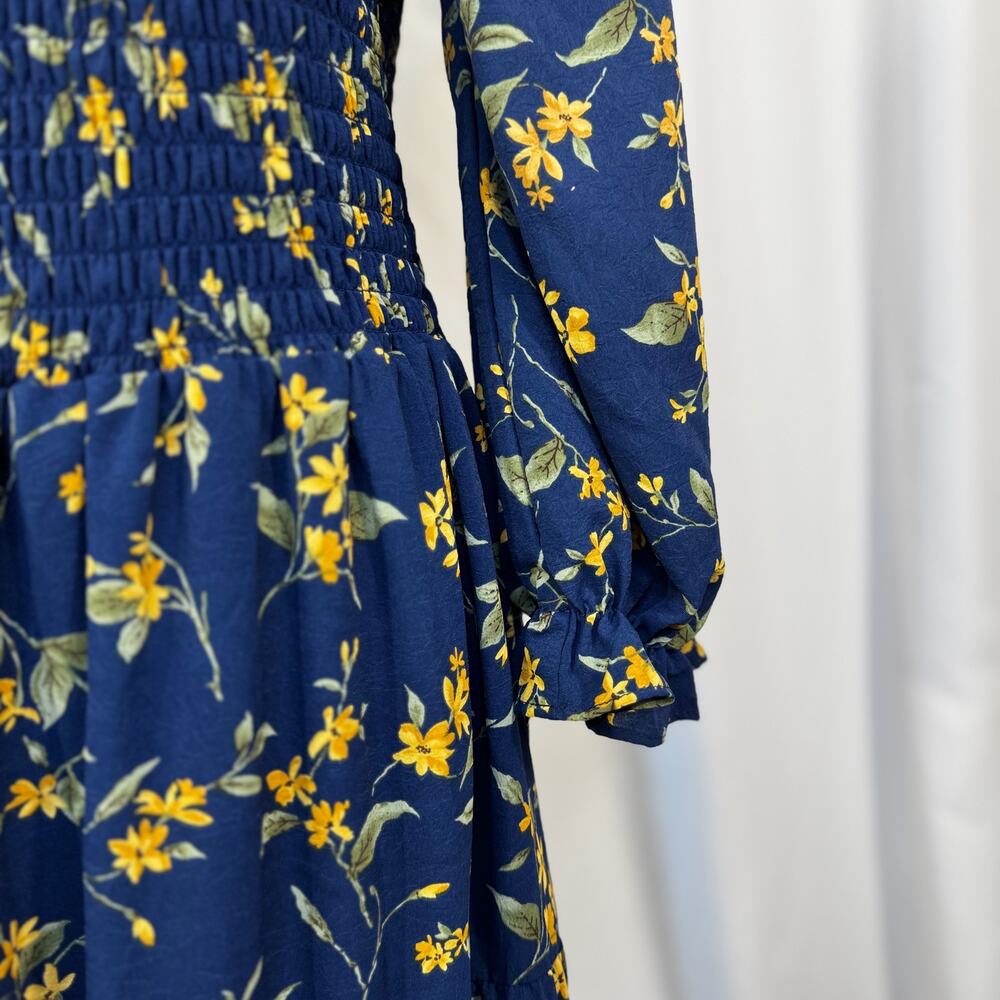 Baltic Born Marta Dress Bohemian Romance Wuthering Heights Floral Midi 1XL Navy - Picture 6 of 16